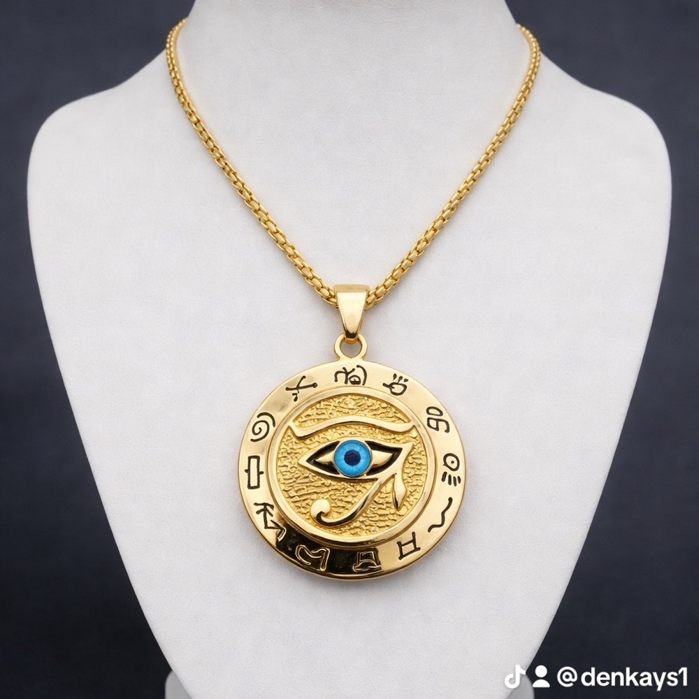 Mystical Gold Pendant Necklace with Blue Eye